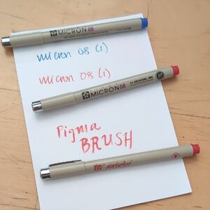 Pigma Pens 1 Micron 08 Blue 1 Micron 08 Red 1 Brush Red